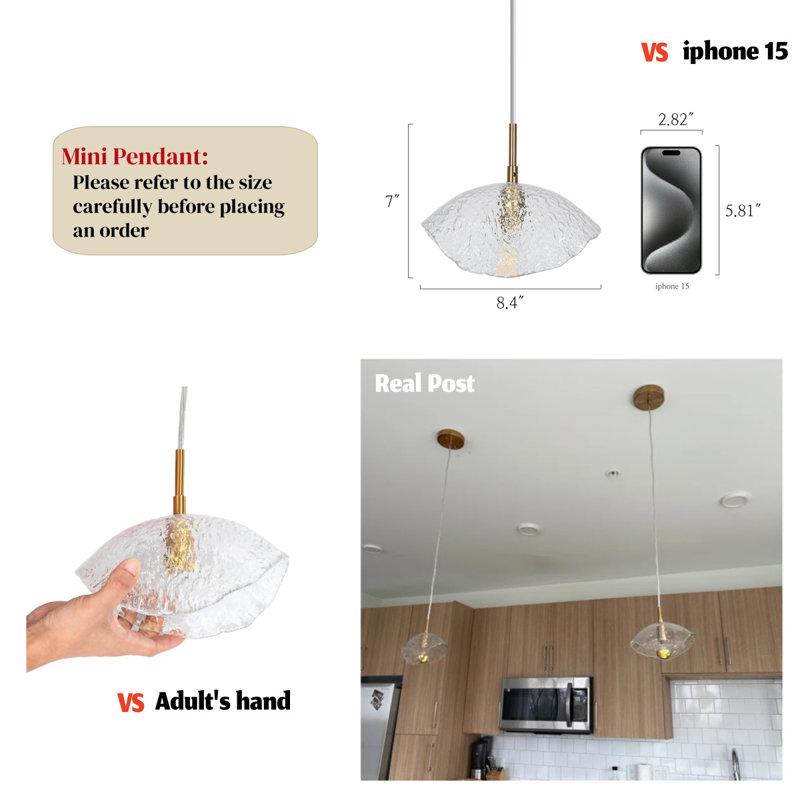 Mercer41 Jailia 1 - Light Mini Unique Pendant Light Glass Shade